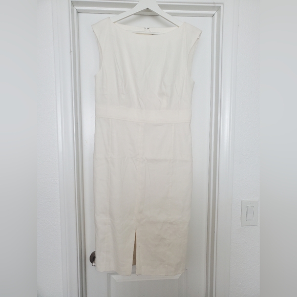 Ann Taylor  White Seamed Sheath Dresss - Picture 3 of 5